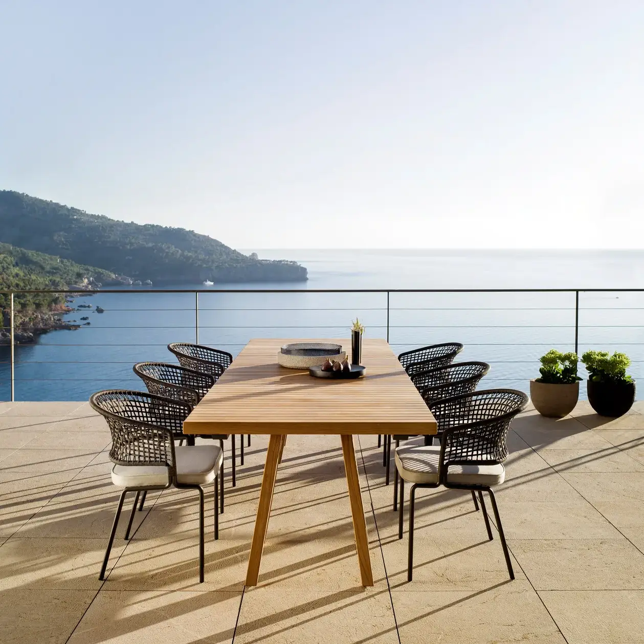 Modern Grid-Weave Garden Armchair: Weather-Resistant Rope & Upholstered Seat - Image 3
