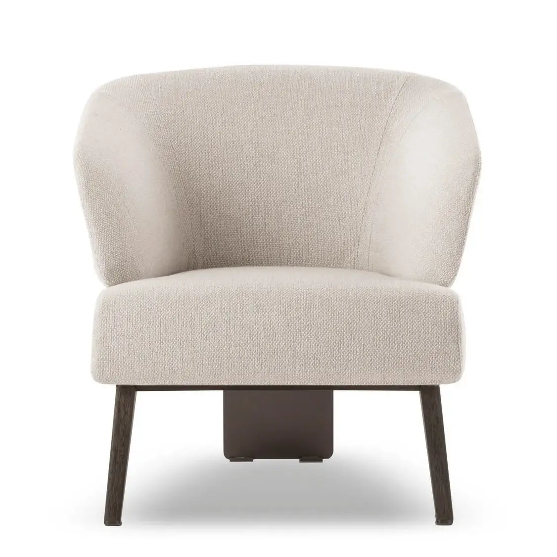 Italian Minimalist Curved Lounge Chair with Bronze Metal Back - Image 6