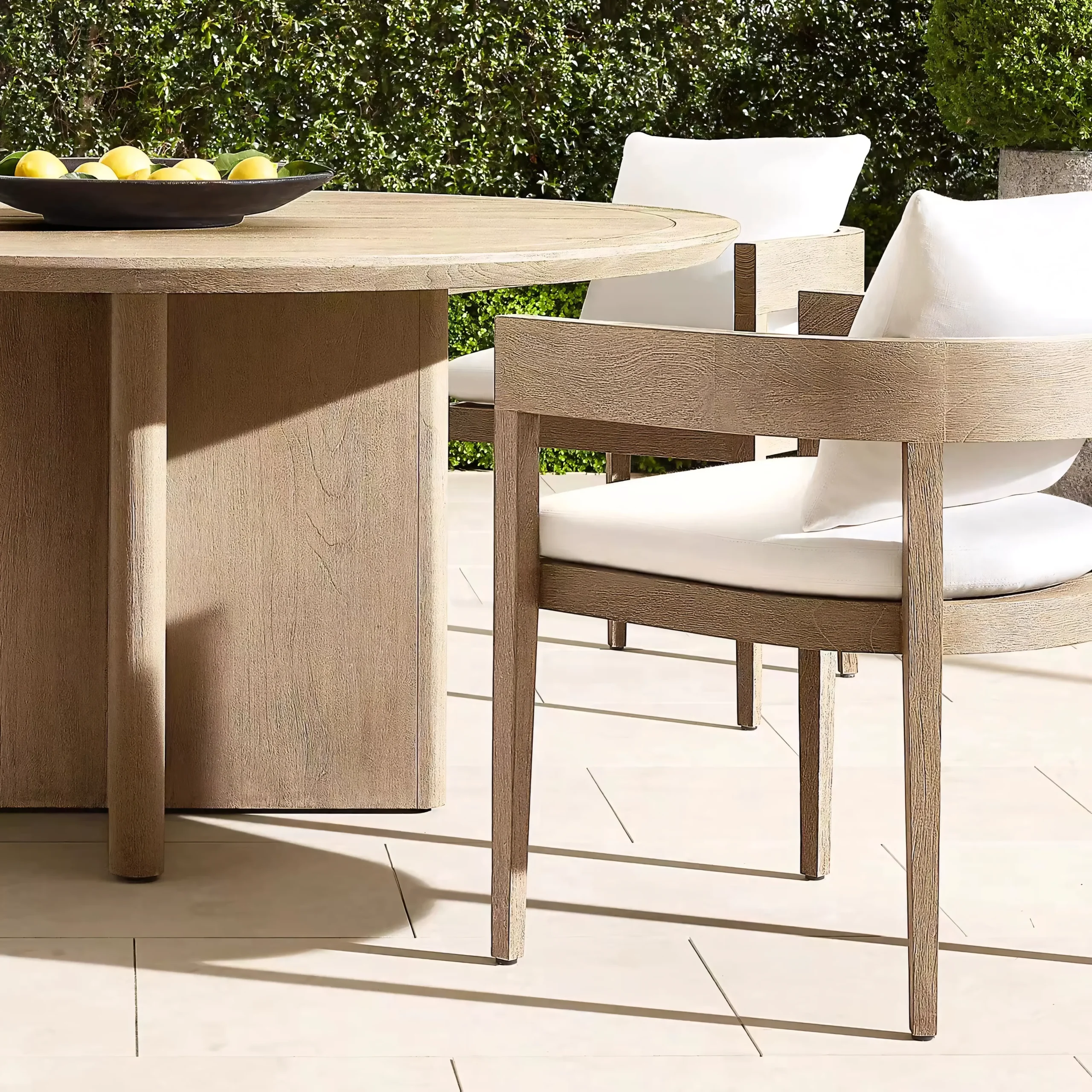 Modern Curved Back Teak Patio Chair - Weather-Resistant Minimalist Outdoor Seating - Image 3