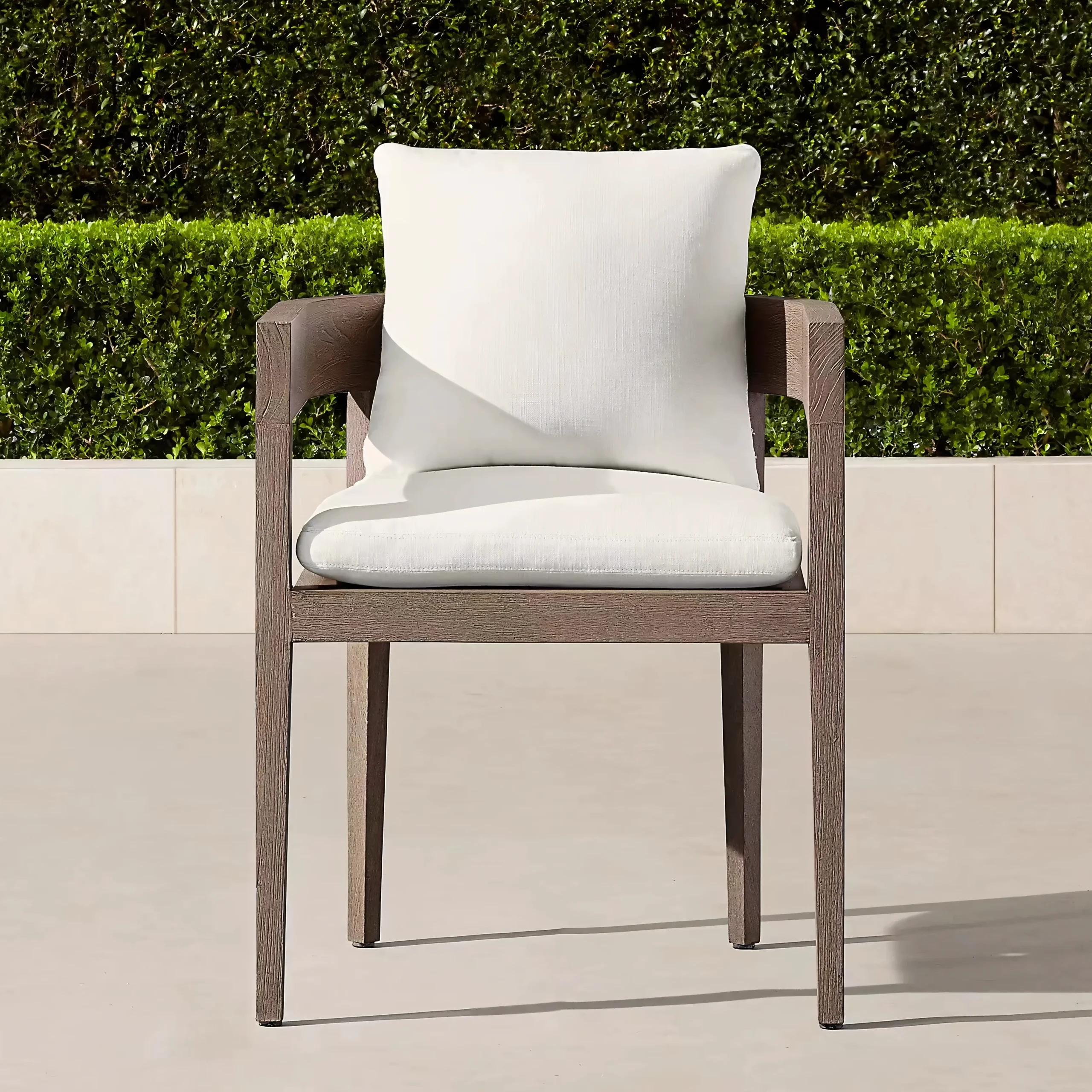 Modern Curved Back Teak Patio Chair - Weather-Resistant Minimalist Outdoor Seating - Image 4