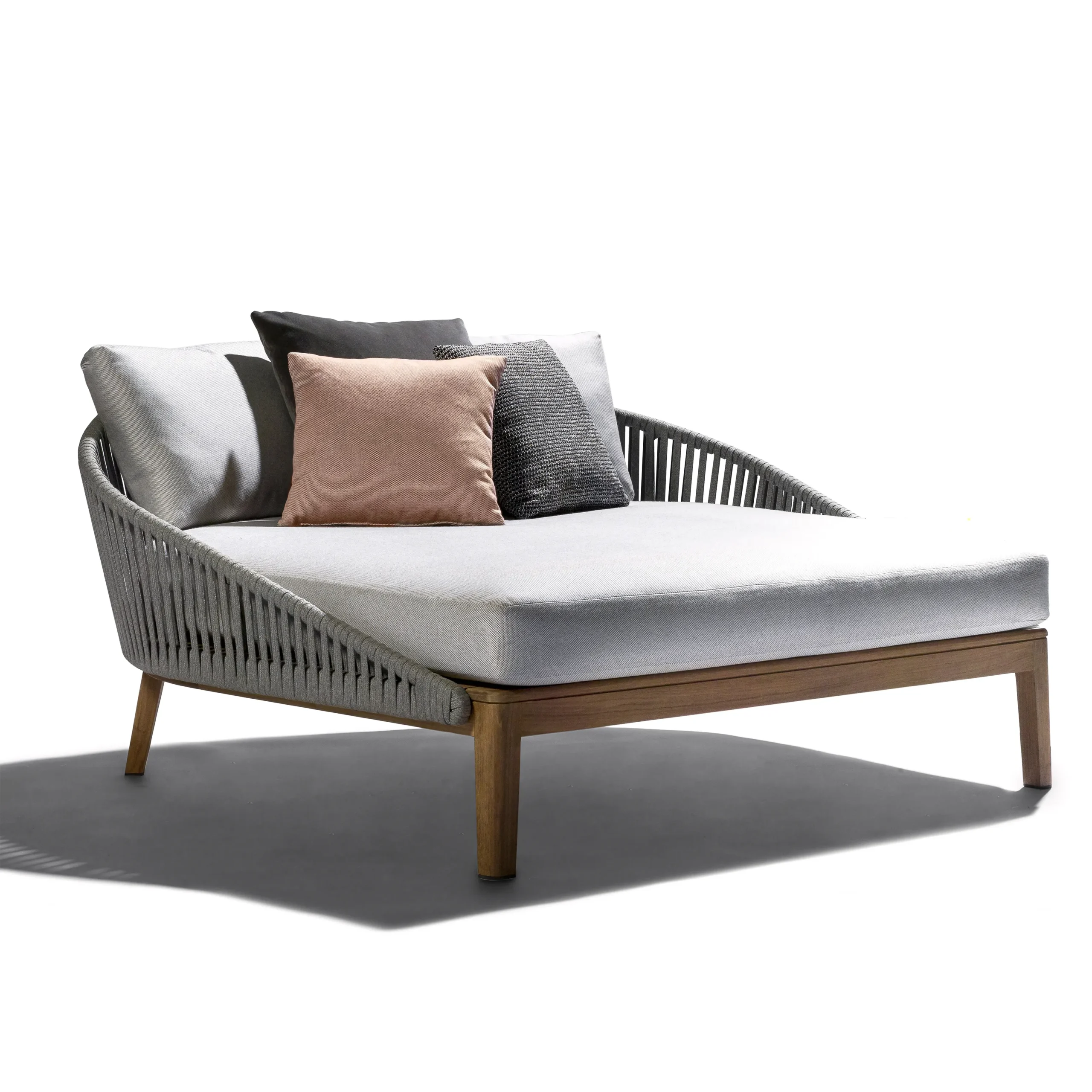 Luxury Teak & Rope Woven Outdoor Daybed | Waterproof Poolside Lounger - Image 2
