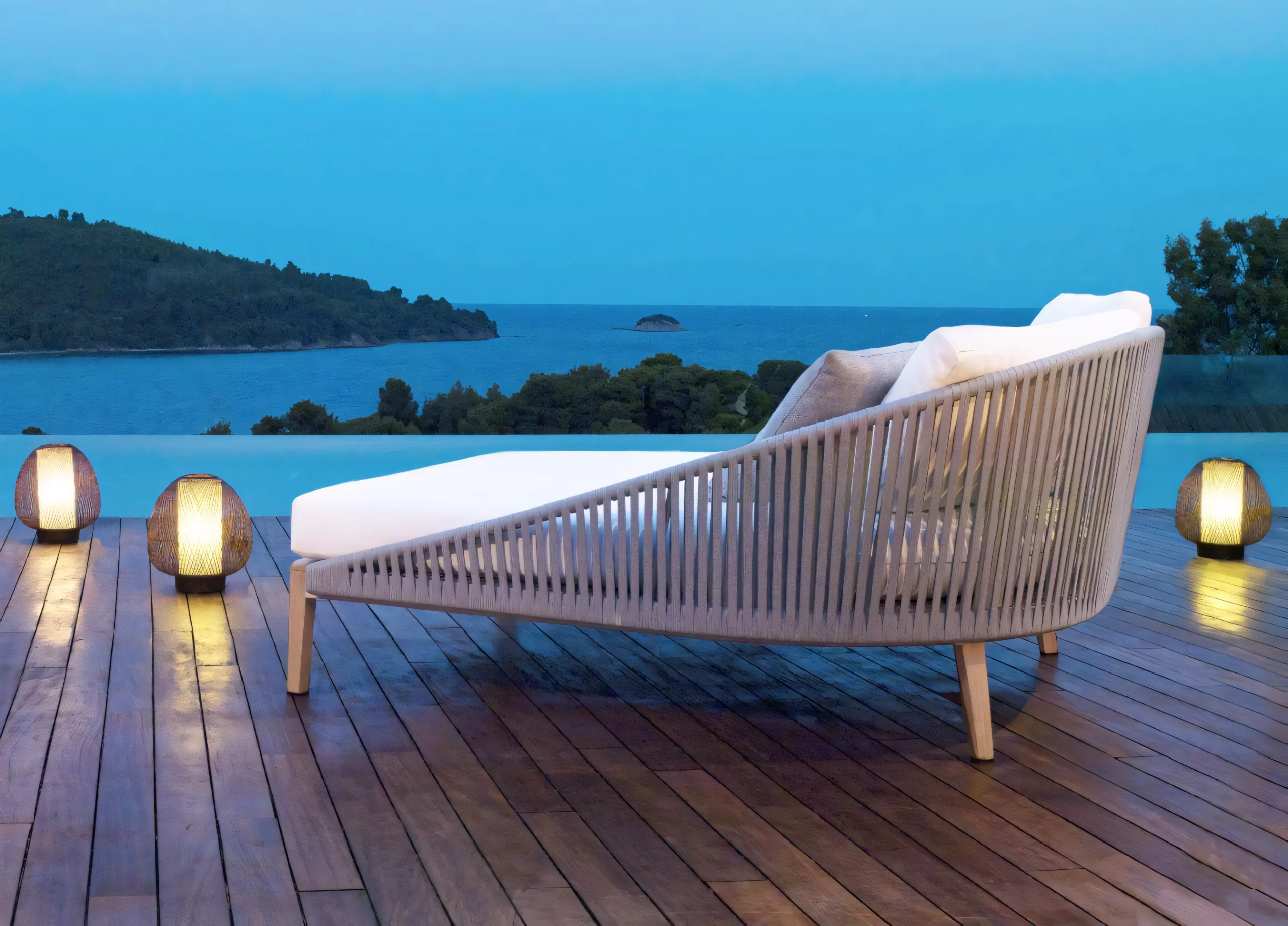 JS-ODL0014 Teak Outdoor Furniture Swimming Pool Daybed (3)