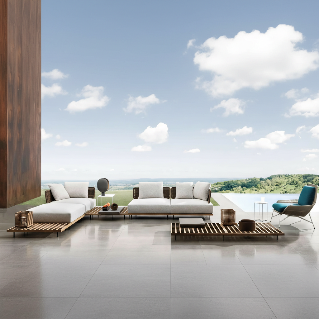 Luxury Teak & Rope Woven Outdoor Lounge Set - Image 5
