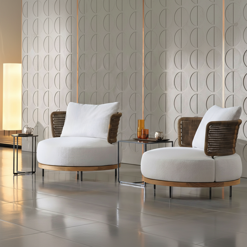 Luxury Teak & Rope Woven Outdoor Lounge Set - Image 3
