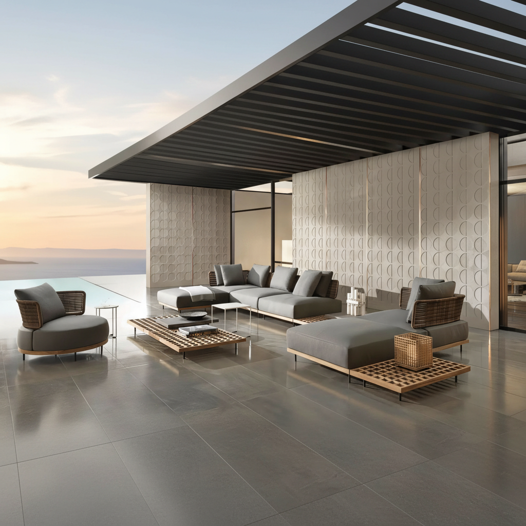 Luxury Teak & Rope Woven Outdoor Lounge Set - Image 4