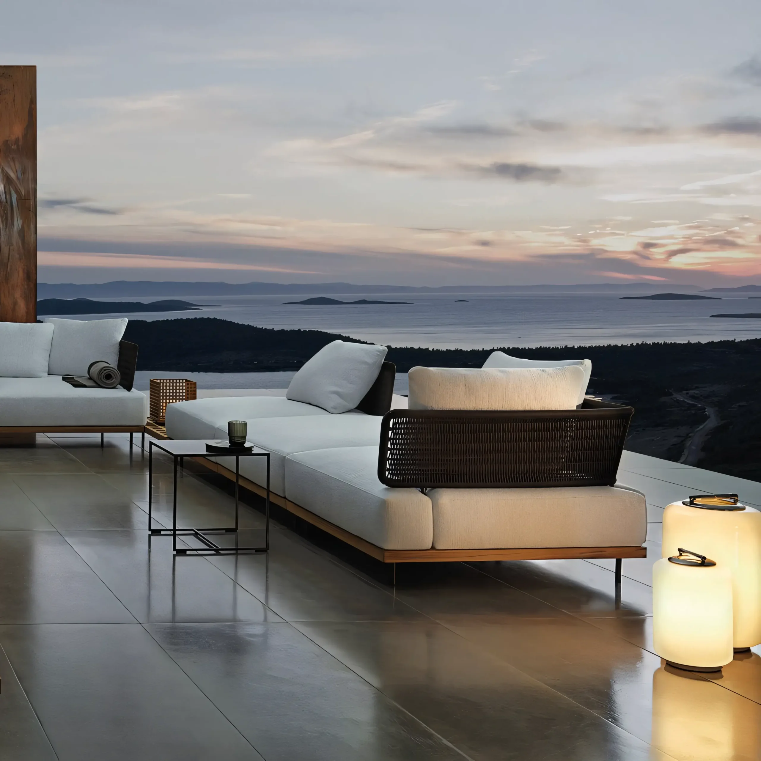 Luxury Teak & Rope Woven Outdoor Lounge Set - Image 2