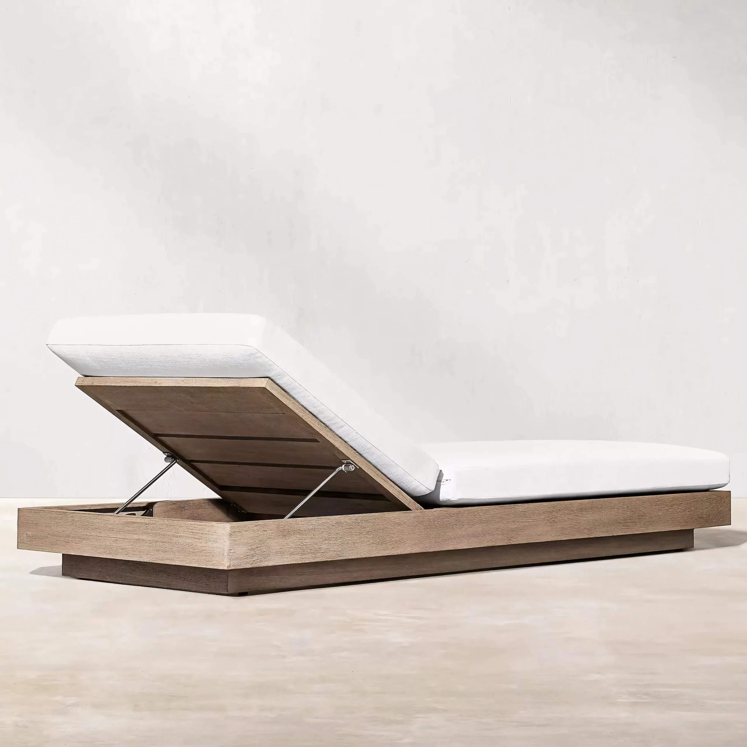 Luxury Teak Garden Lounger with Waterproof Cushions | Adjustable Poolside Daybed - Image 2