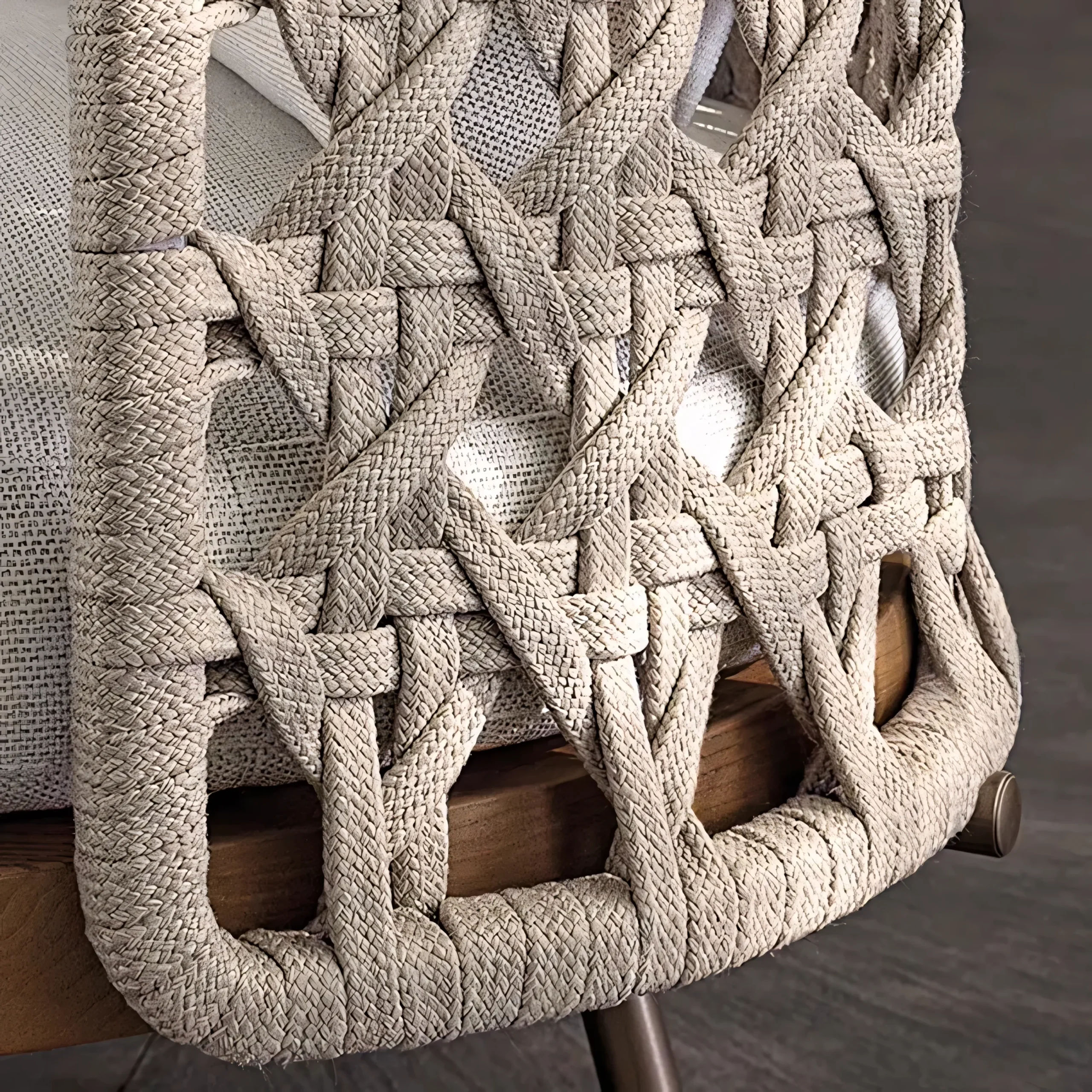 Luxury Woven Rope Outdoor Lounge Chair with Grade A Teak Base - Image 3